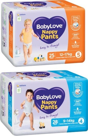 Coles Babylove bulk nappy pants 22 pack-28 pack offer