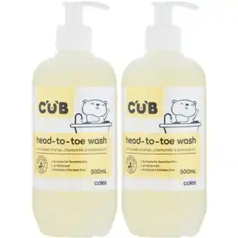 Coles Cub baby wash head to toe 500ml offer