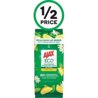Woolworths Ajax antibacterial wipes pk 110 offer