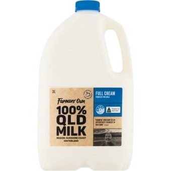 Woolworths Farmers’ own full cream milk 3 litre offer