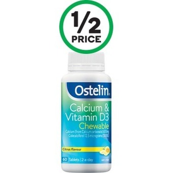 Woolworths Ostelin calcium & vitamin d3 chewable tablets pk 60~ offer