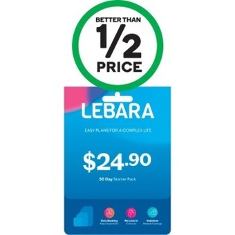 Woolworths Lebara starter kit xs $24.90† offer