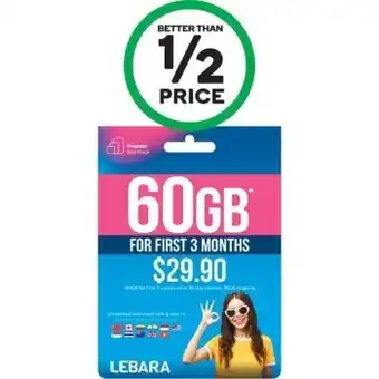 Woolworths Lebara $24.90 xs starter pack§ offer