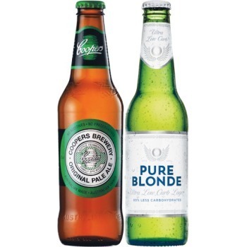 Woolworths Coopers pale ale bottles 6x375ml or pure blonde ultra bottles 6x355ml offer