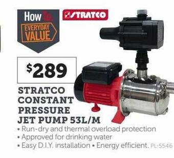 Stratco Stratco constant pressure jet pump 53l-m offer