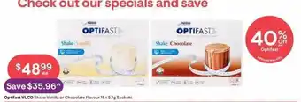 Discount Drug Stores Optifast vlcd shake vanilla or chocolate flavour offer