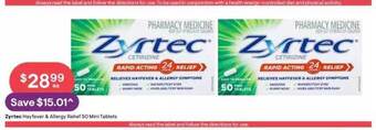 Discount Drug Stores Zyrtec hayfever & allergy relief 50 mini tablets offer