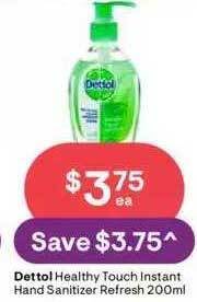 Discount Drug Stores Dettol healthy touch instant hand sanitizer refresh offer