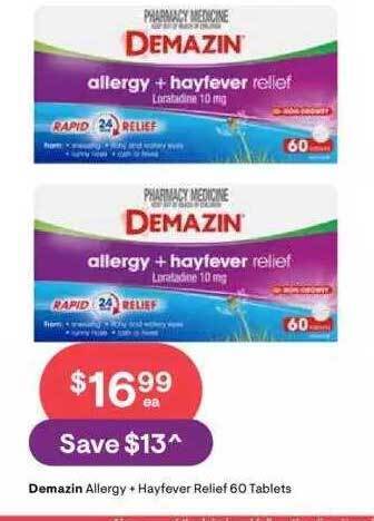 Discount Drug Stores Demazin allergy hayfever relief 60 tablets offer