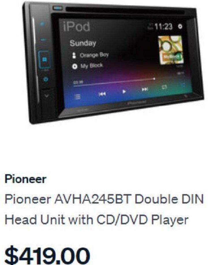 Pioneer AVHA245BT Double DIN Head Unit with CD/DVD Player offer at