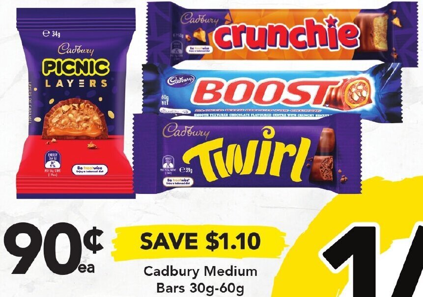 Drakes Cadbury Medium Bars 30g-60g offer