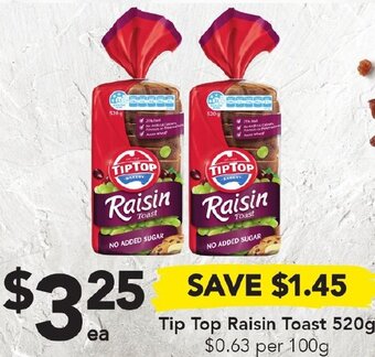 Drakes Tip Top Raisin Toast 520g offer