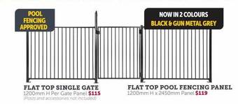 Stratco Flat top single gate, flat top pool fencing panel offer
