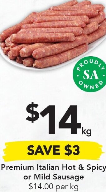 Drakes Premium Italian Hot & Spicy or Mild Sausage offer