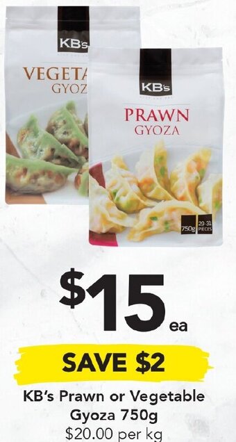 Drakes KB's Prawn or Vegetable Gyoza 750g offer