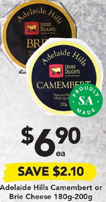 Drakes Adelaide Hills Camembert or Brie Cheese 180g-200g offer
