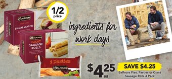 Drakes Balfours Pies, Pasties or Giant Sausage Rolls offer