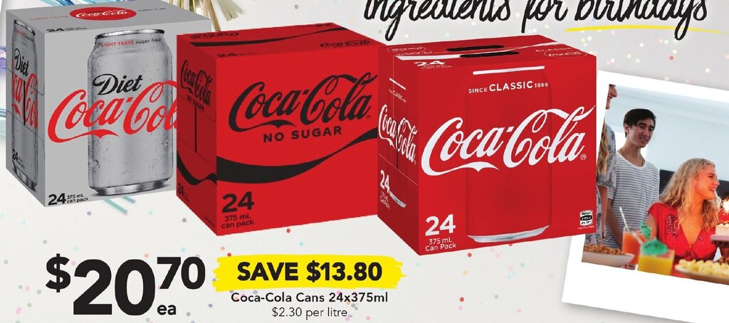 Drakes Coca-Cola Cans 24x375ml offer