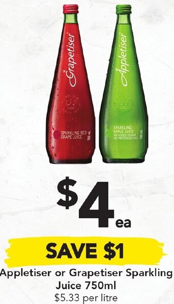 Drakes Appletiser or Grapetiser Sparkling Juice 750ml offer