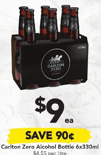 Carlton Zero Alcohol Bottle 6x330ml