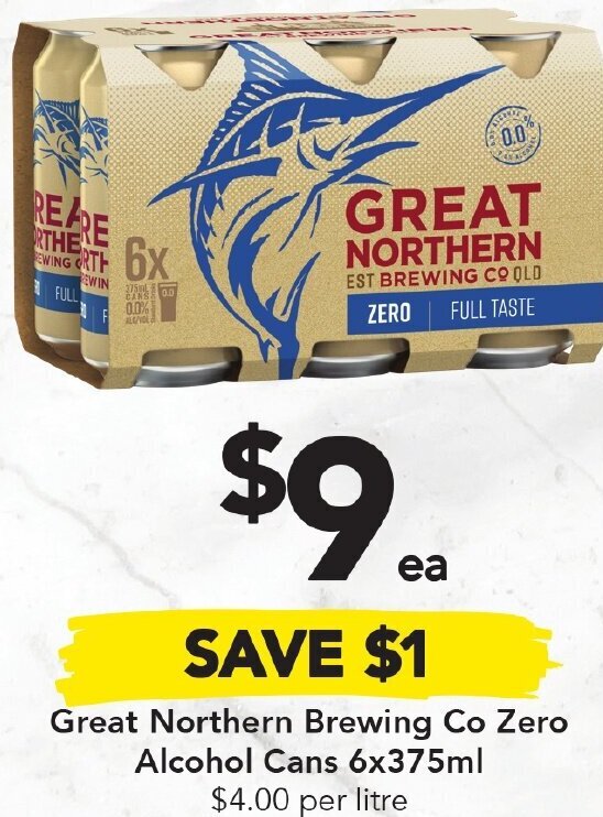 Drakes Great Northern Brewing Co Zero Alcohol Cans 6x375ml offer