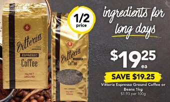 Drakes Vittoria Espresso Ground Coffee or Beans 1kg offer