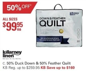 Harris Scarfe Killarney Linen 50% Duck Down & 50% Feather Quilt offer