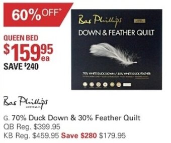 Harris Scarfe Bas Phillips 70% Duck Down & 30% Feather Quilt offer