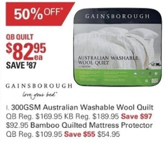 Harris Scarfe Gainsborough 300GSM Australian Washable Wool Quilt offer