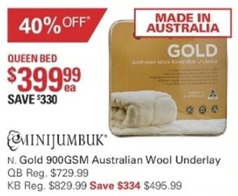 Harris Scarfe Minijumbuk Gold 900GSM Australian Wool Underlay offer