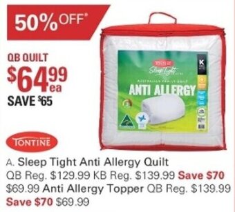 Harris Scarfe Tontine Sleep Tight Anti Allergy Quilt offer