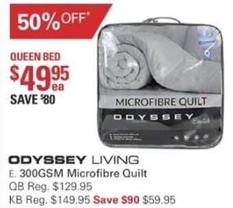 Harris Scarfe Odyssey Living 300GSM Microfibre Quilt offer