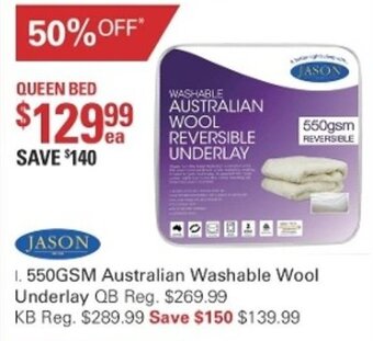 Harris Scarfe Jason 550GSM Australian Washable Wool Underlay offer
