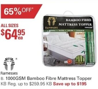 Harris Scarfe Ramesses 1000GSM Bamboo Fibre Mattress Topper offer