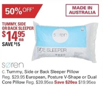 Harris Scarfe Soren Tummy, Side or Back Sleeper Pillow offer