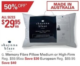 Harris Scarfe Shaynna Blaze Memory Fibre Pillow Medium or High-Firm offer