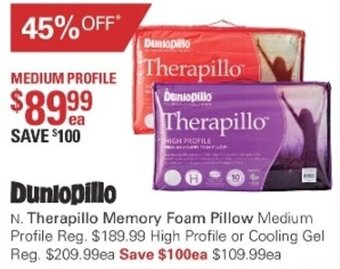 Harris Scarfe Dunlopillo Therapillo Memory Foam Pillow offer