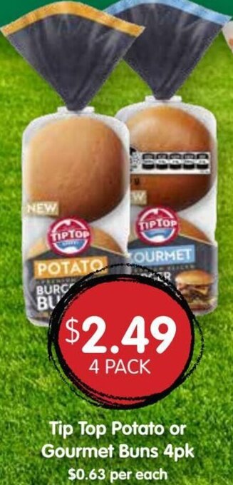 Spudshed Tip Top Potato or Gourmet Buns 4pk offer
