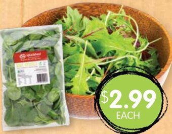 Spudshed Baby Spinach or Mesculin Salad Bags 250g offer
