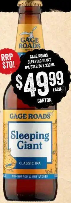 Gage Roads Sleeping Giant IPa Btls 24x330 ml