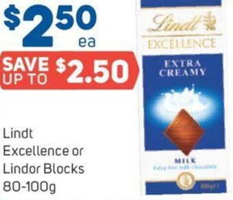 Foodland Lindt Excellence or Lindor Blocks 80-100g offer