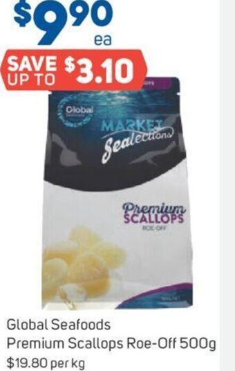Foodland Global Seafoods Premium Scallops Roe-Off 500g offer