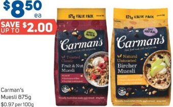 Foodland Carman's Muesli 875g offer