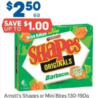 Foodland Arnott's Shapes or Mini Bites 130-190g offer