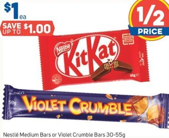 Foodland Nestlé Medium Bars or Violet Crumble Bars 30-55g offer