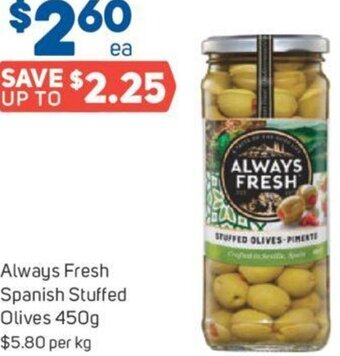 Foodland Always Fresh Spanish Stuffed Olives 450g offer