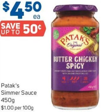 Foodland Patak's Simmer Sauce 450g offer