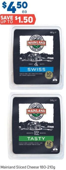 Foodland Mainland Sliced Cheese 180-210g offer