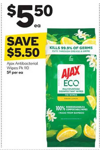 Woolworths Ajax antibacterial wipes offer