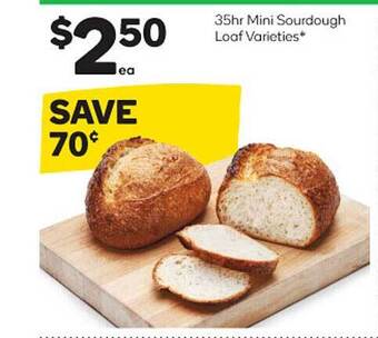 Woolworths 35hr mini sourdough loaf varieties offer